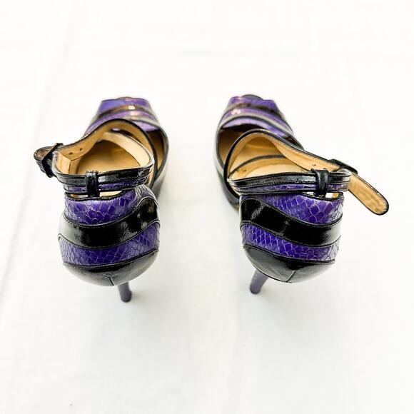 L.A.M.B. Black And Purple Snakeskin MIYAGI Platform Pump Stiletto Heel Size 8 - Picture 2 of 7